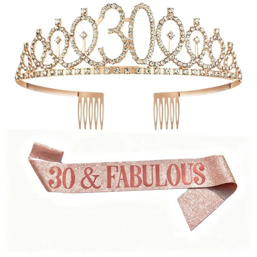 Birthday Sash and Crown for Women 13th 16th 18th 21th 30th 40th 50th 60th 70th Party Favor Gifts Decoration - view 4