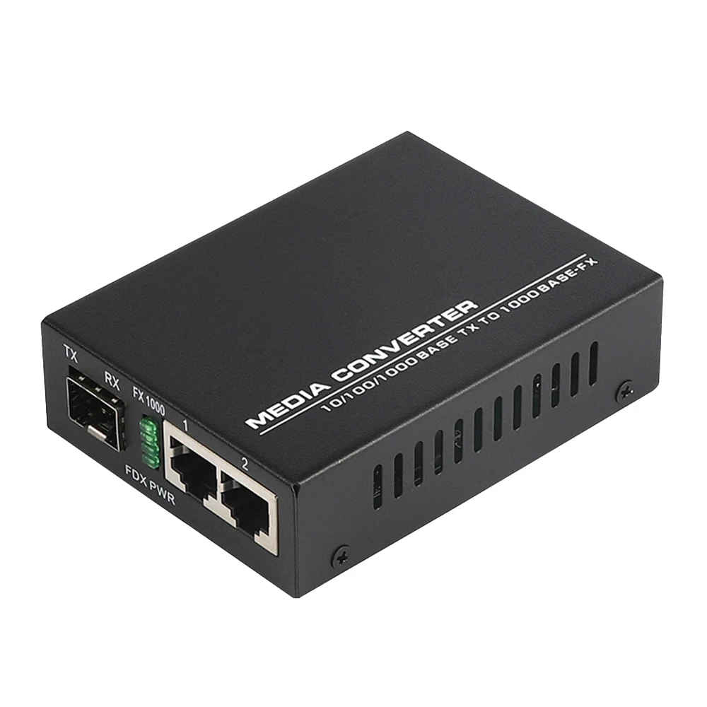 1 Port SFP Media Converter 2 RJ45 1.25G Gigabit SFP Type Fiber Media Converter 10/100/1000M