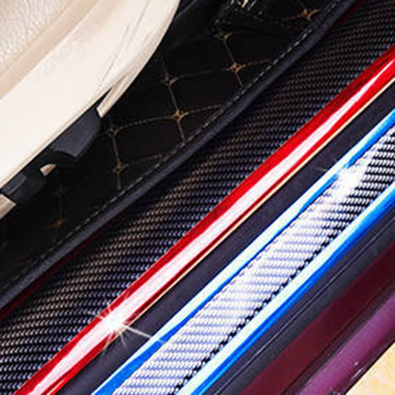 Rear Front Car Carbon Fiber Blue Side Anti-Collision Strip Protector Door 3cmx1m Replacement Practical Rear Front
