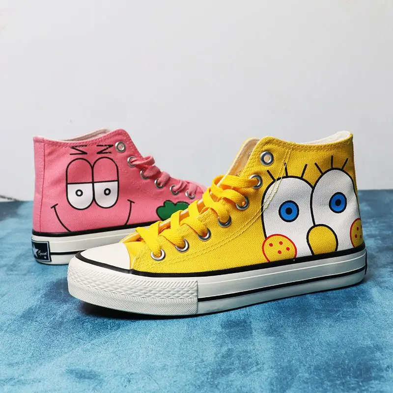 SpongeBob Canvas Shoes Cosplay Couple Shoes Cartoon SpongeBob Patrick Star Non-slip Sneakers Men and Women Casual Tennis Shoes