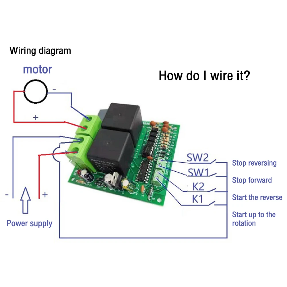 12V 24V DC Motor Forward and Reverse Controller Relay Control Board 80A High Current DC Motor Driver Modules with Limit P0 P1 M5