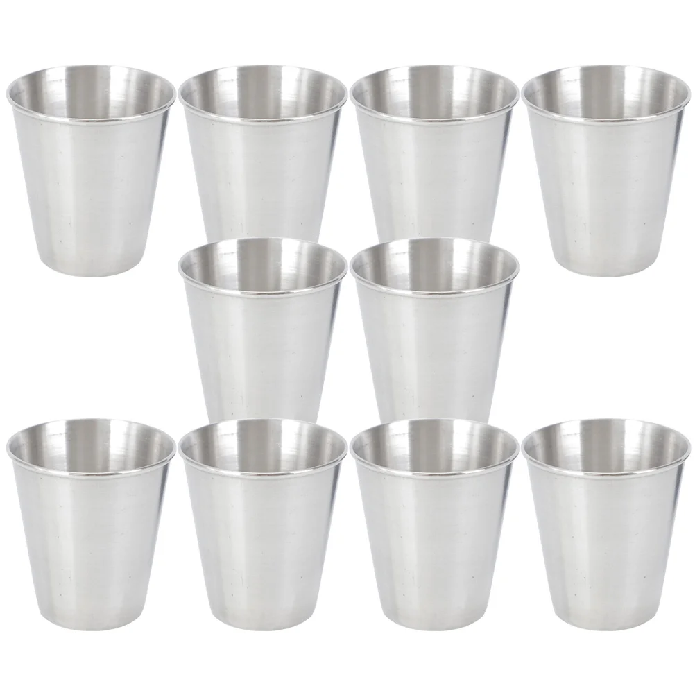 10 Pcs Stainless Steel Cup Drink Camping Whiskey Shot Glasses Pint Tumbler Small Water Reusable Crimping