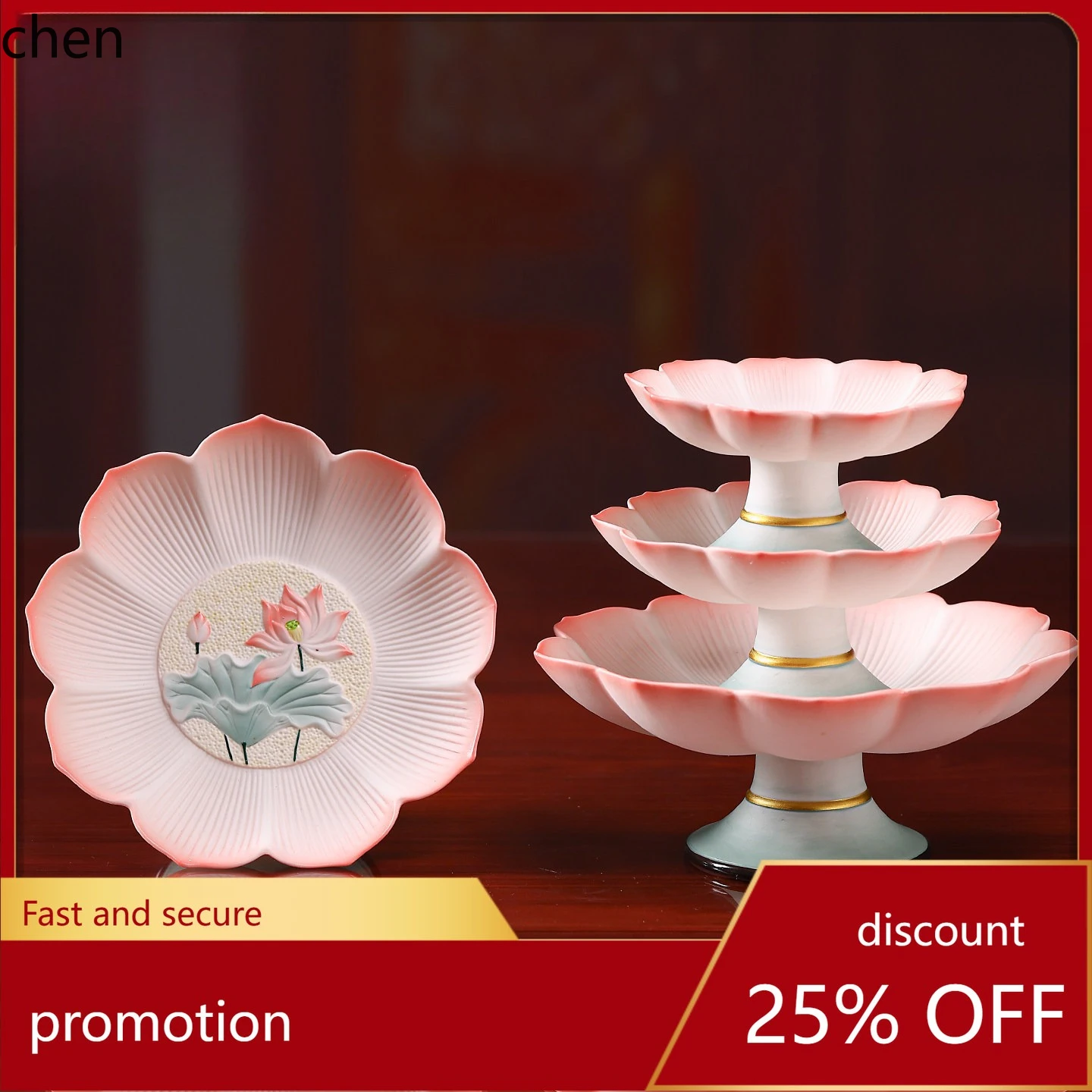 

CZ Ceramic Stall Buddha Offering White Lotus Relief Guanyin Bodhisattva Buddhist Supplies Household Ornaments Fruit Bowl