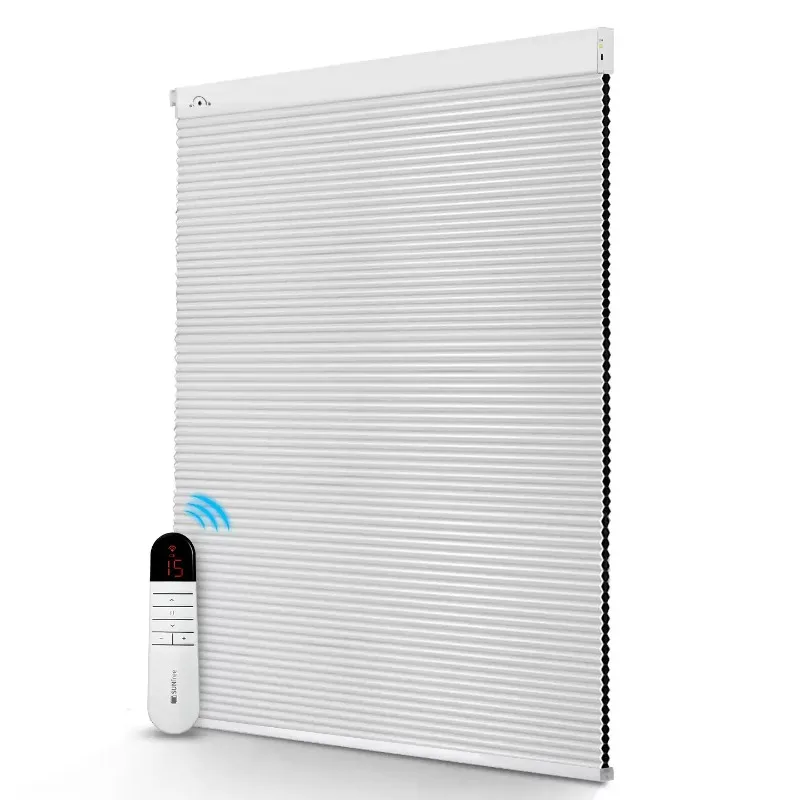 Lithium Motor Battery Smart Electric Honeycomb Blinds No Drill Blackout Shades Auto Lift Remote Control