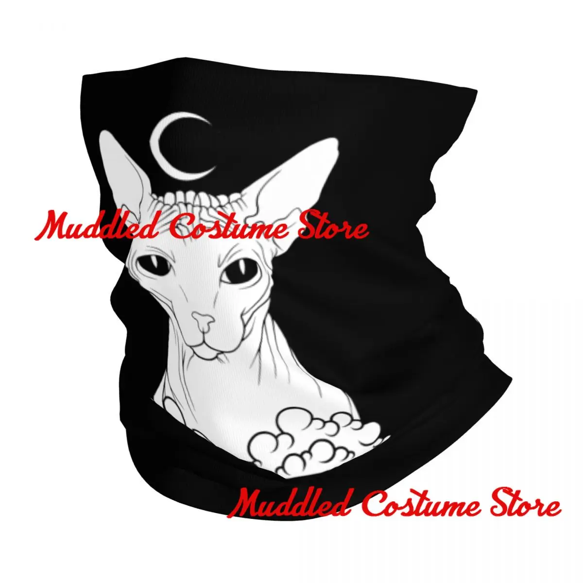 مخصص السحرية الأبيض أبو الهول القط الرقبة الجراب الرجال النساء الأشعة فوق البنفسجية الوجه درع الشتاء بدون شعر هريرة باندانا وشاح للتزلج #1