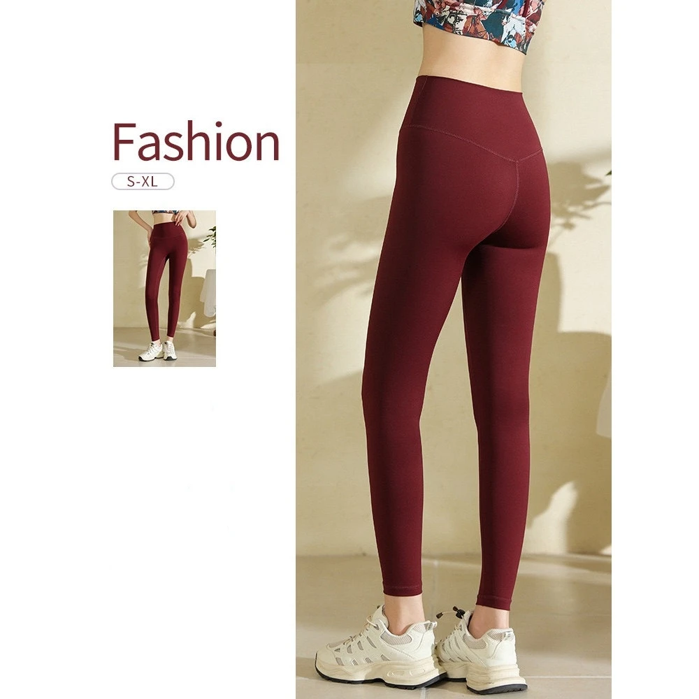 Mallas de Yoga desnudas para mujer, pantalones deportivos elásticos de secado rápido, ajustados, profesionales, de cintura alta, levantamiento de cadera, otoño