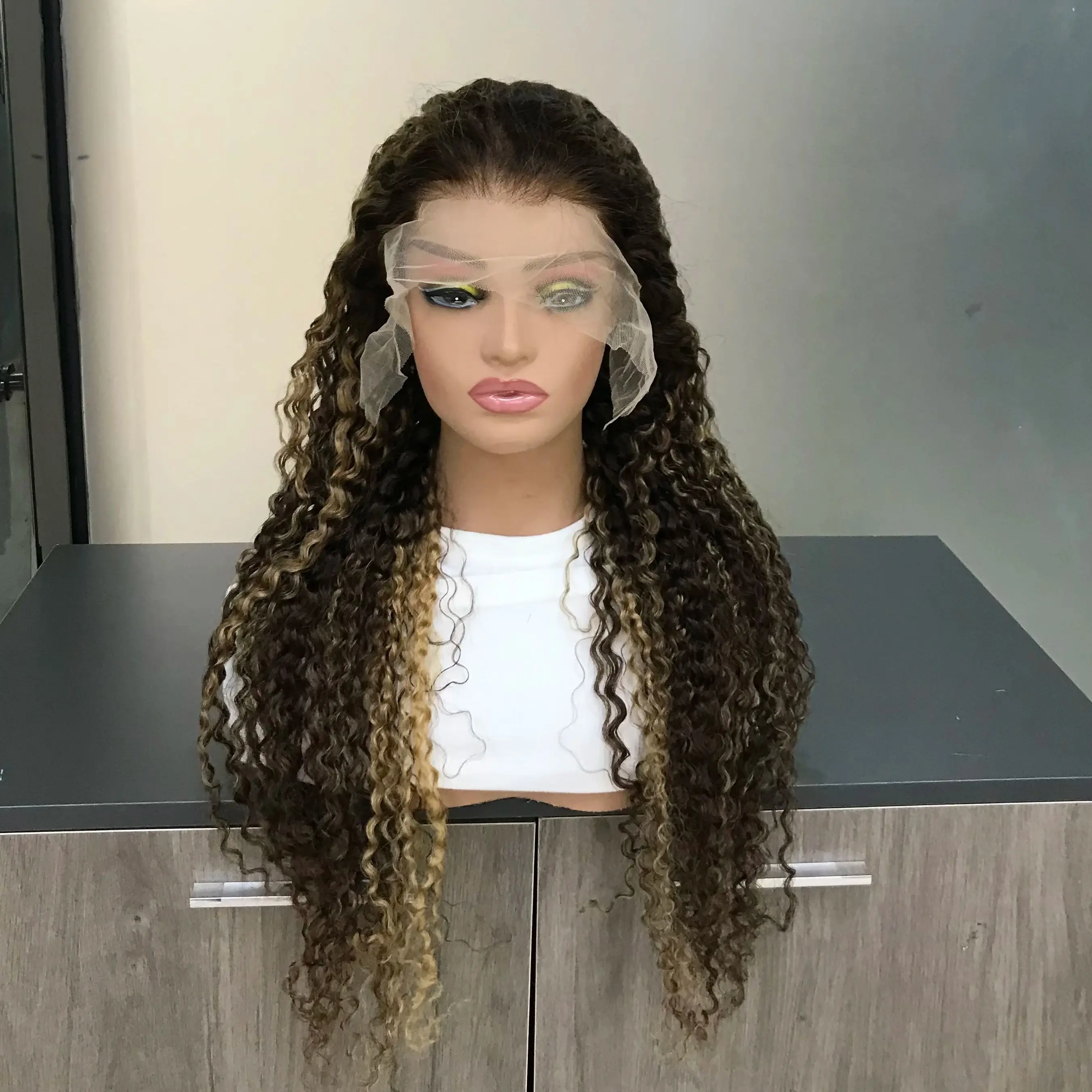 13x4 13x6  lace frontal wigs deep water wave human hair Highlight ombre curly 100% brazilian for women cheap on sale clearance