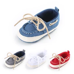 Zapatos de lona con cordones informales para bebé recién nacido, zapatos transpirables para primeros pasos para niños y niñas de 0 a 1 año