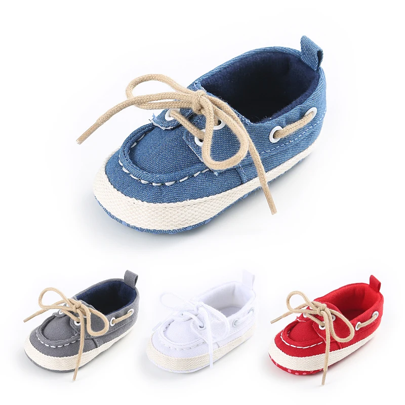 Newborn Baby Casual Lace up Canvas Shoes Breathable First Walking Shoes for 0-1 Year Old Boys And Girls