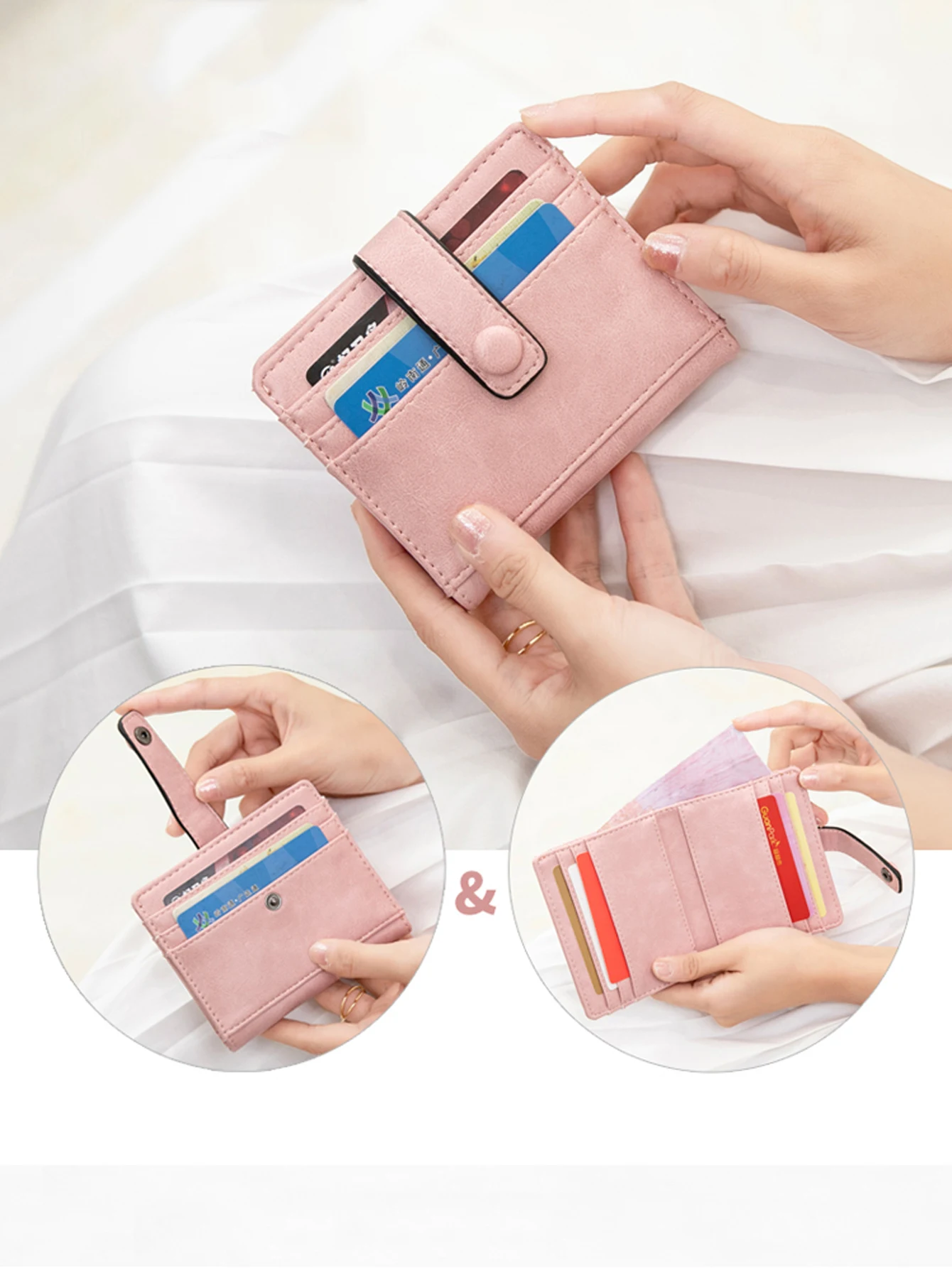 Fashionable PU leather ID card holder, bank credit card bag, multiple slots, ultra-thin wallet, women's and men's business card