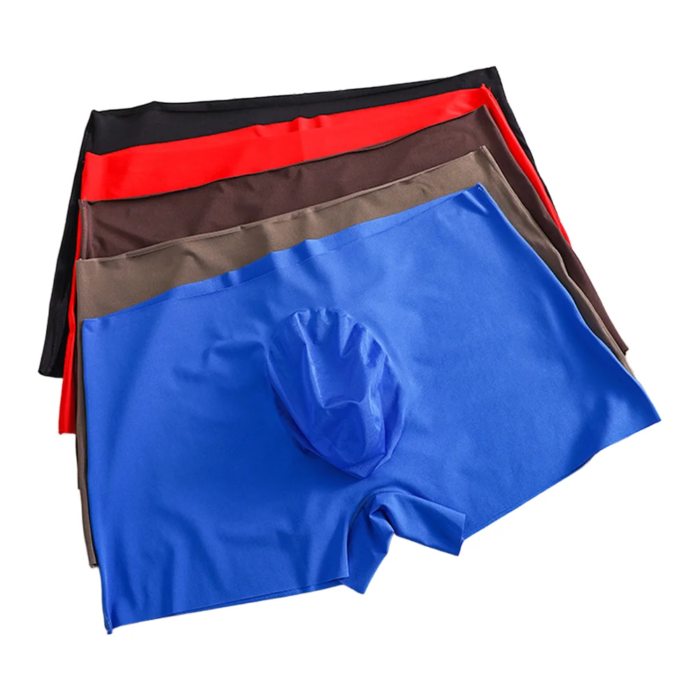 

Ultrathin Transparent Elastic Men Seamless Ice Silk Boxers Briefs U-convex Pouch Boxershorts Underwear Bottoms