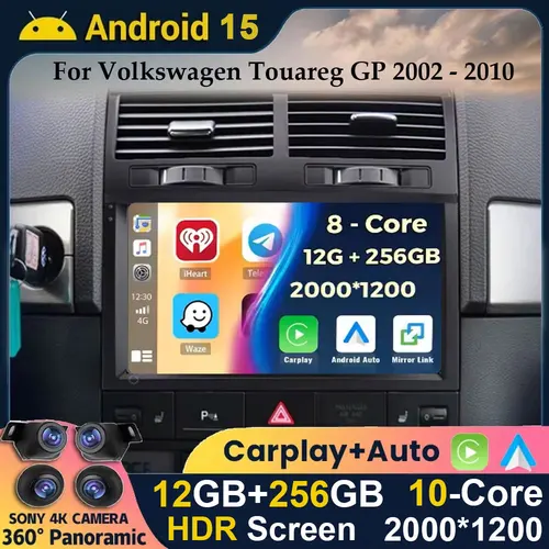 Android 15 Carplay para Volkswagen Touareg GP 2002 2003 2004 2005 2006 2007 2008 2009 2010 Radio de coche reproductor Multimedia GPS estéreo