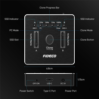 FIDECO M.2 Nvme SATA SSD Cloner Dock USB 3.2 Gen 2 X 2 20Gbps Dual Nvme SATA SSD Enclosure M.2 Duplicator Cloner