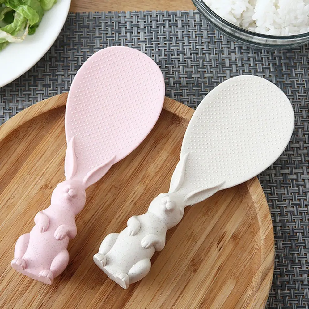 Hot Rice Scoop New Rice Shovel Non-Stick Standing Rice Spoon Cute Rabbit Wheat Straw Rice Spoon