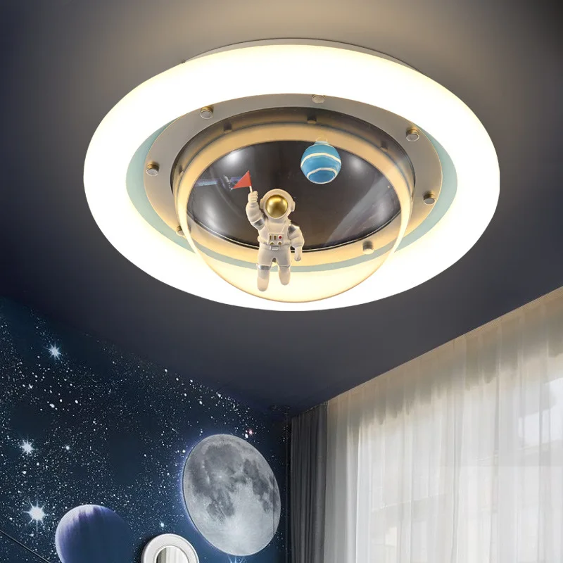 Children's room ceiling lamp astronaut spaceman planet lamp boy and girl room lamp eye protection simple bedroom Light Fixtures