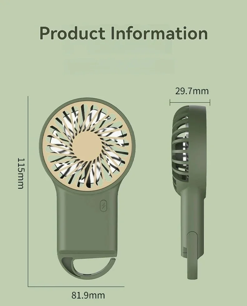 Mini Handheld Fan with Hidden Foldable Stand USB Rechargeable Portable Personal Cooler for Outdoor Travel Office Desktop Use - view 2