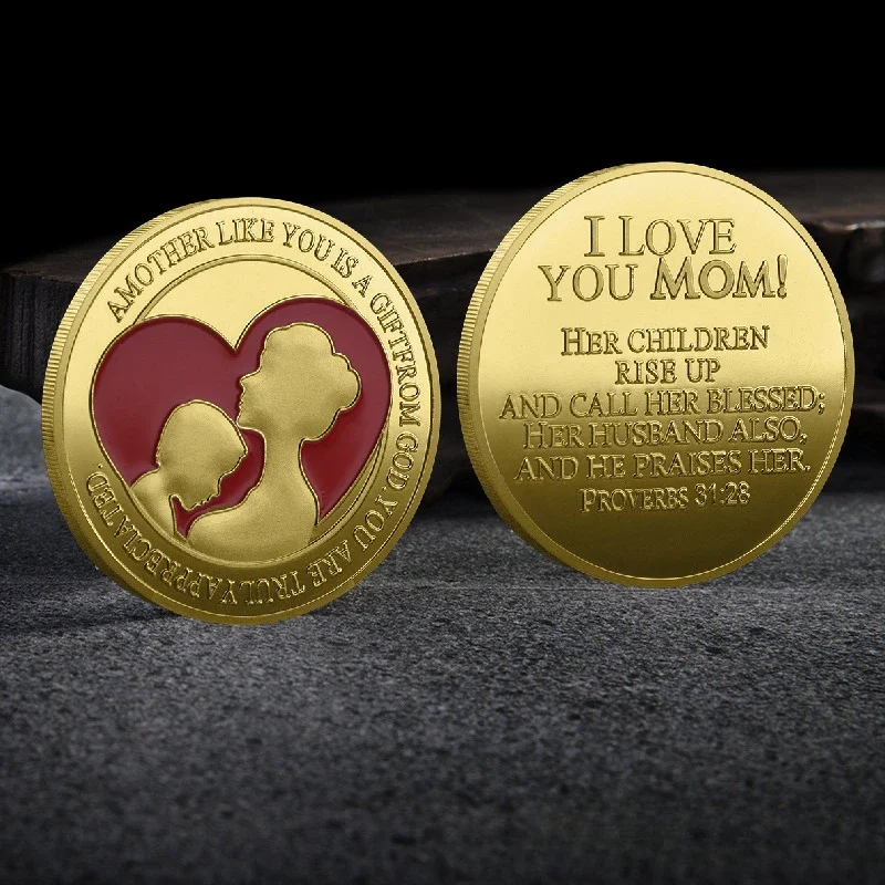 Women's Day Souvenir Coin Praise Mom Proverbs 31 Chapter Collectible Coins Gold-Plated Medallion Blessing Mom Small Gift