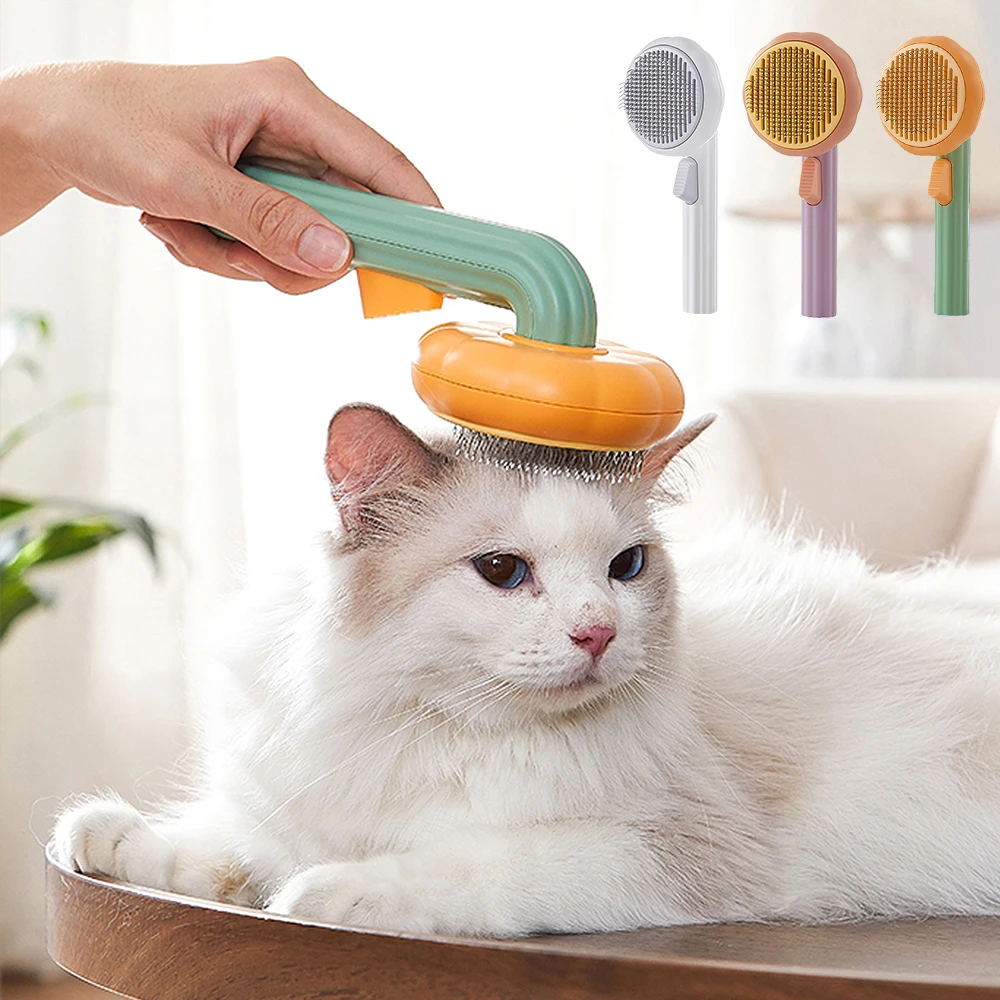 

Self Cleaning Cat Comb Pumpkin Dog Cat Grooming Slicker Brush Puppy Rabbit Hair Remover Combs for Loose Undercoat Tangled Hair