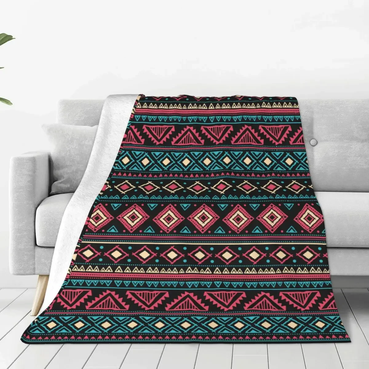 

Vintage Tribal Vintage Ethnic Blanket Flannel Mexican Southwest Retro Cozy Warm Throw Blankets for Sofa Car Plush Thin Quilt