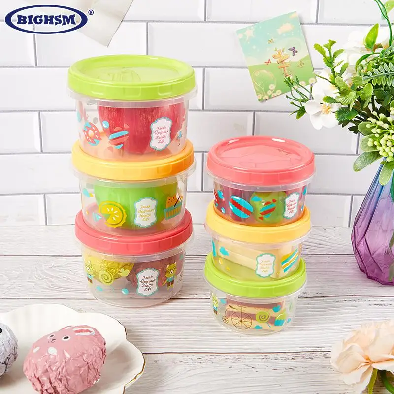 1Pcs 250/500ml Bento Box Children Plastic Cartoon Cute Lunch Box Outdoor Food Storage Container Kids Student Lunch Box Utensils