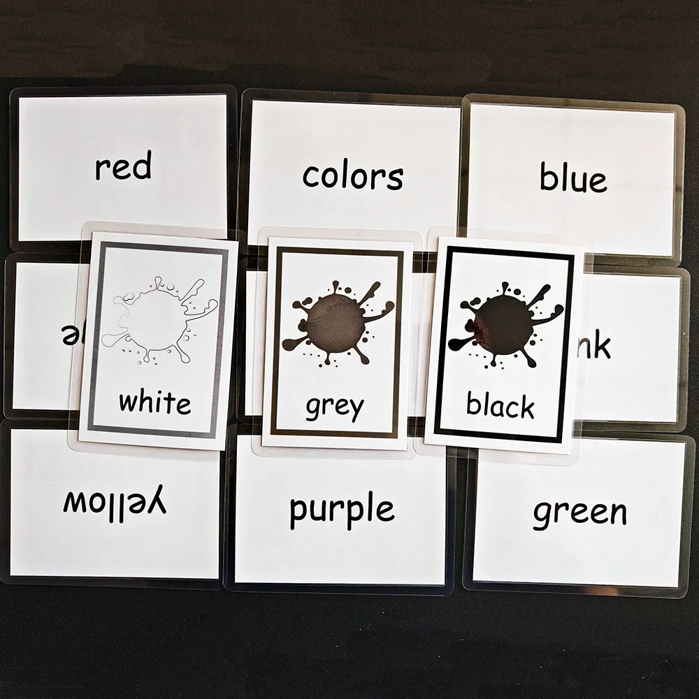 Montessori Baby Learning Card Color Cognition Cartoon English Flash Cards for Children Kids Funny Memory Exercise Game