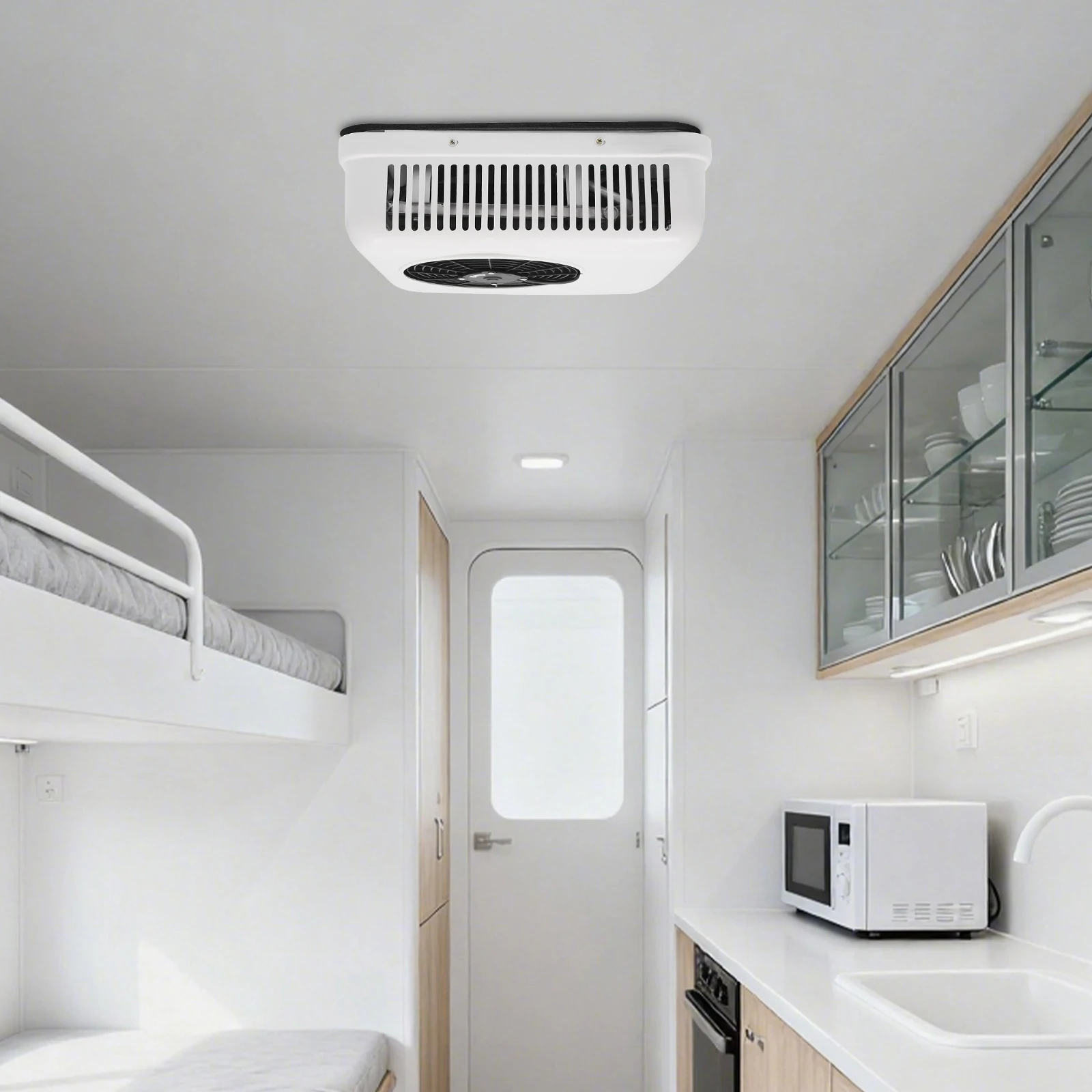 مكيف هواء 12 فولت RV 6000 وحدة حرارية بريطانية 750 وات وحدة تيار متردد على السطح مع تبريد تسخين لشاحنة تخييم متنقلة منخفضة 40 ديسيبل ضوضاء