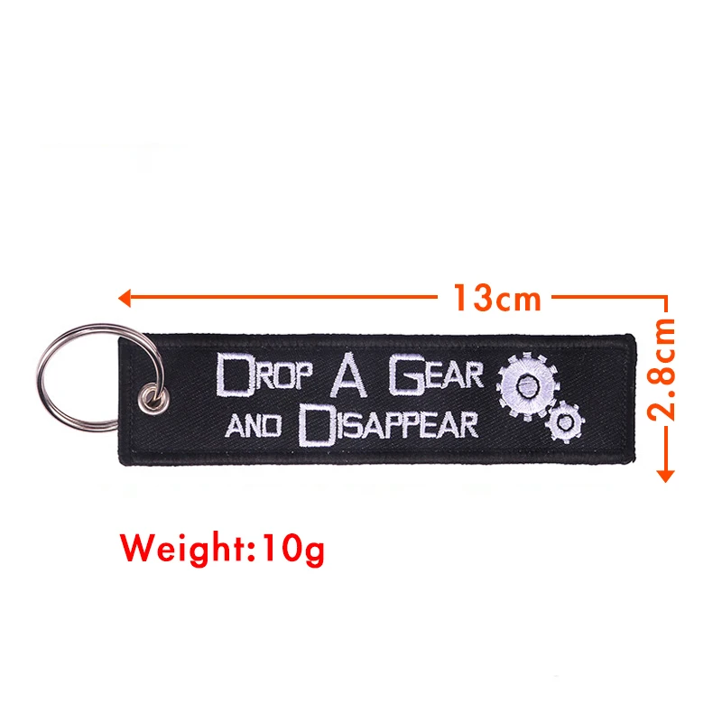 1PC 2PCS 3PCS 3 Packs Drop A Gear And Disappear Both Sides Embroidery Key Chain Car Backpack Keychain Gifts Wholesale