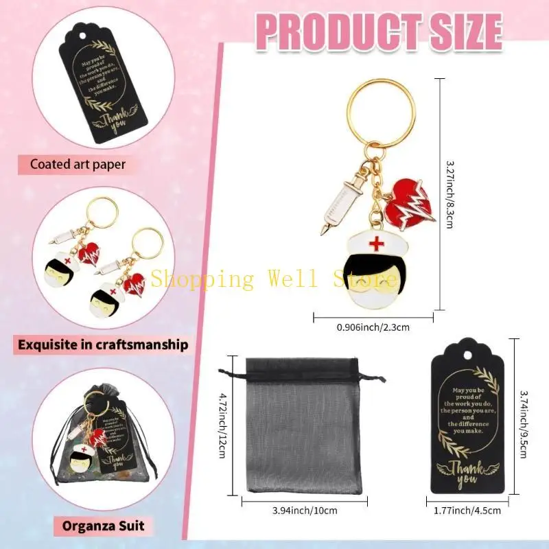 KX4B Nurse Appreciation Gift Set Includes Keychains with Tassels Organza Bags