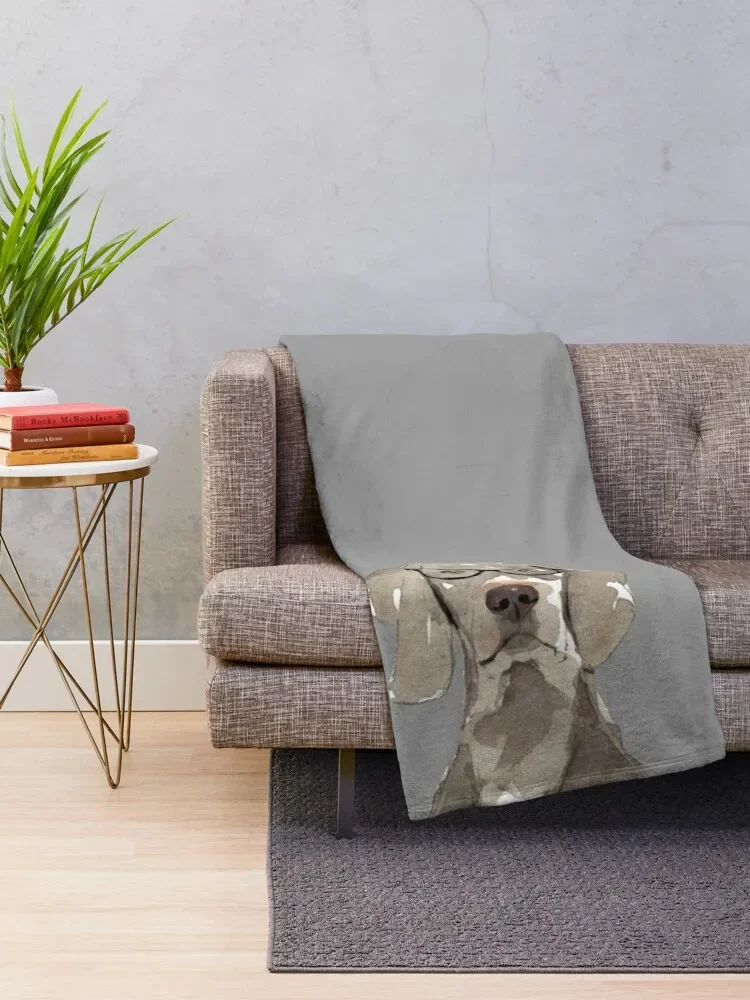 Weimaraner with glasses Throw Blanket Summer christmas decoration Soft Big Blankets