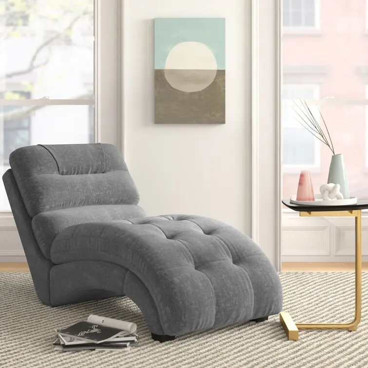 Italienischer Stil moderne leichte Luxus Wohnzimmer Einzels tuhl Stoff Massivholz Chaiselongue