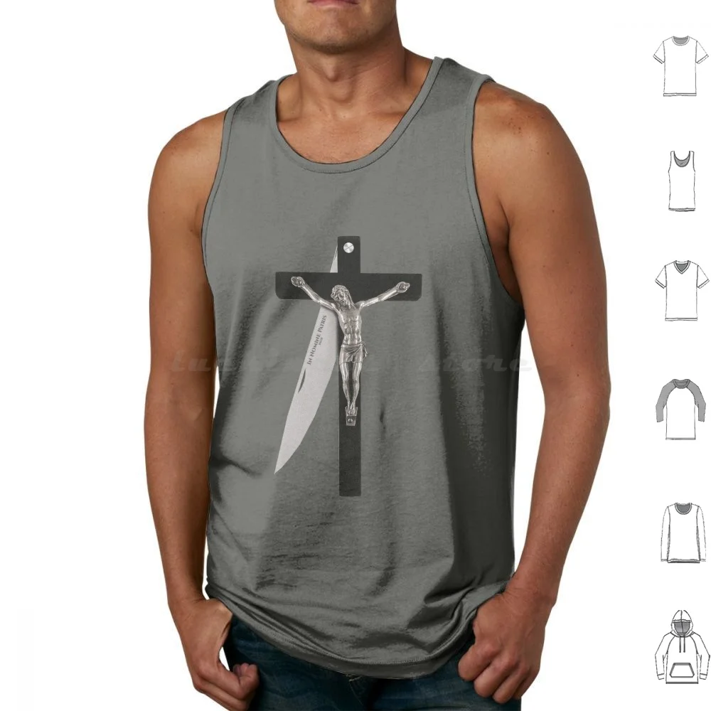 In Nomine Patris.... Tank Tops Vest Sleeveless Christ Religion Knife Weapon Inox Cross