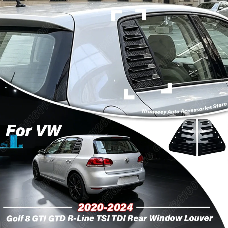 For Volkswagen VW Golf 8 GTI GTD R-Line TSI TDI 2020 2021 2022 2023 2024 Rear Quarter Triangular Window Louver Shutter Car Trim