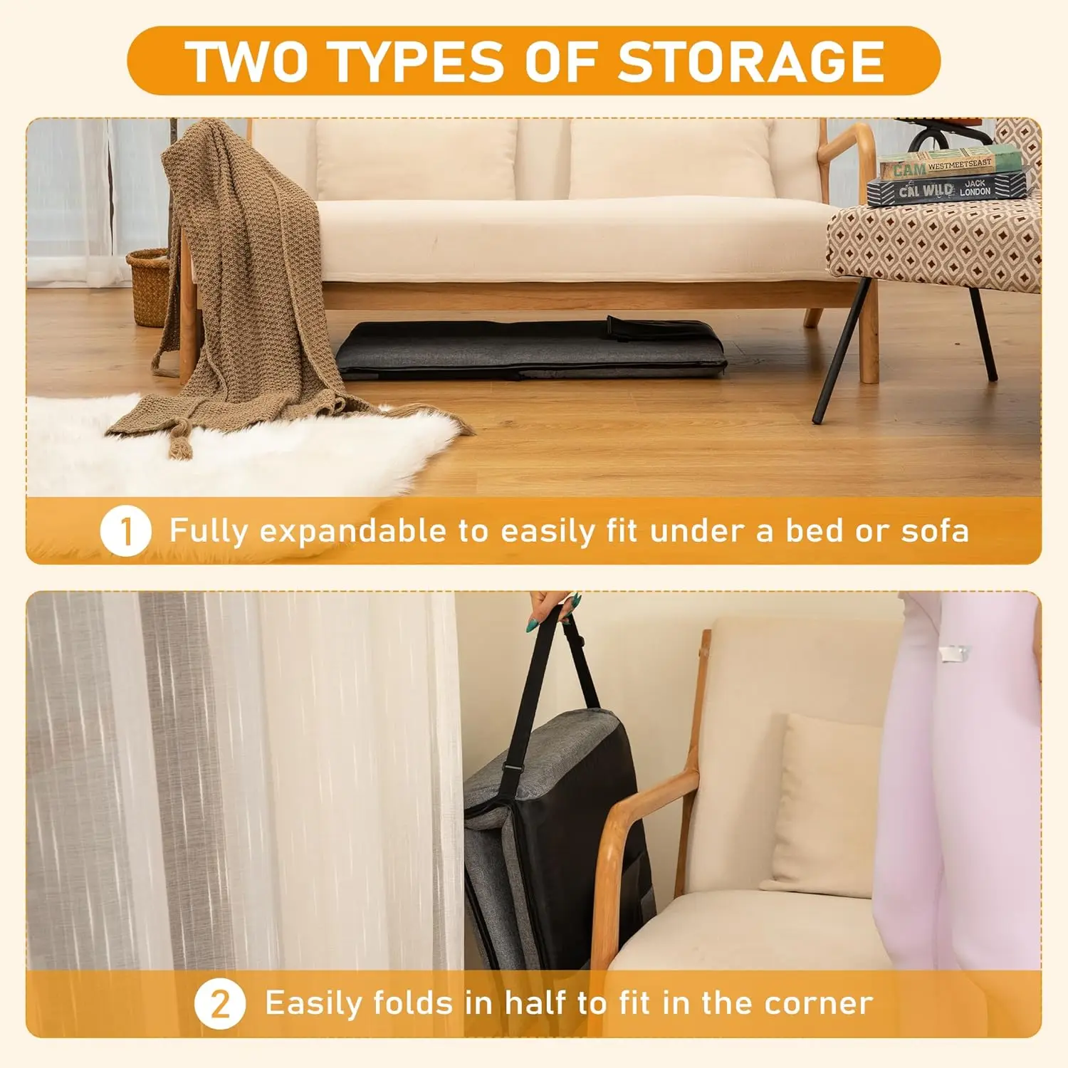 14-Position Adjustable Floor Chair with Back Support, Foldable & Portable for Adults Kids Meditation Yoga Gaming