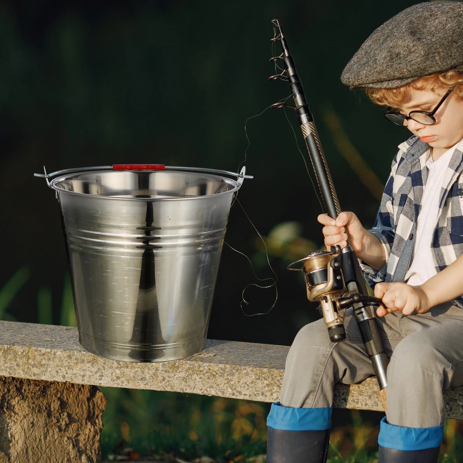 

1Pcs Multi Purpose Pasture Milk Bucket Thickened Stainless Steel Large Capacity Labor Saving Handle Water Ice Bucket