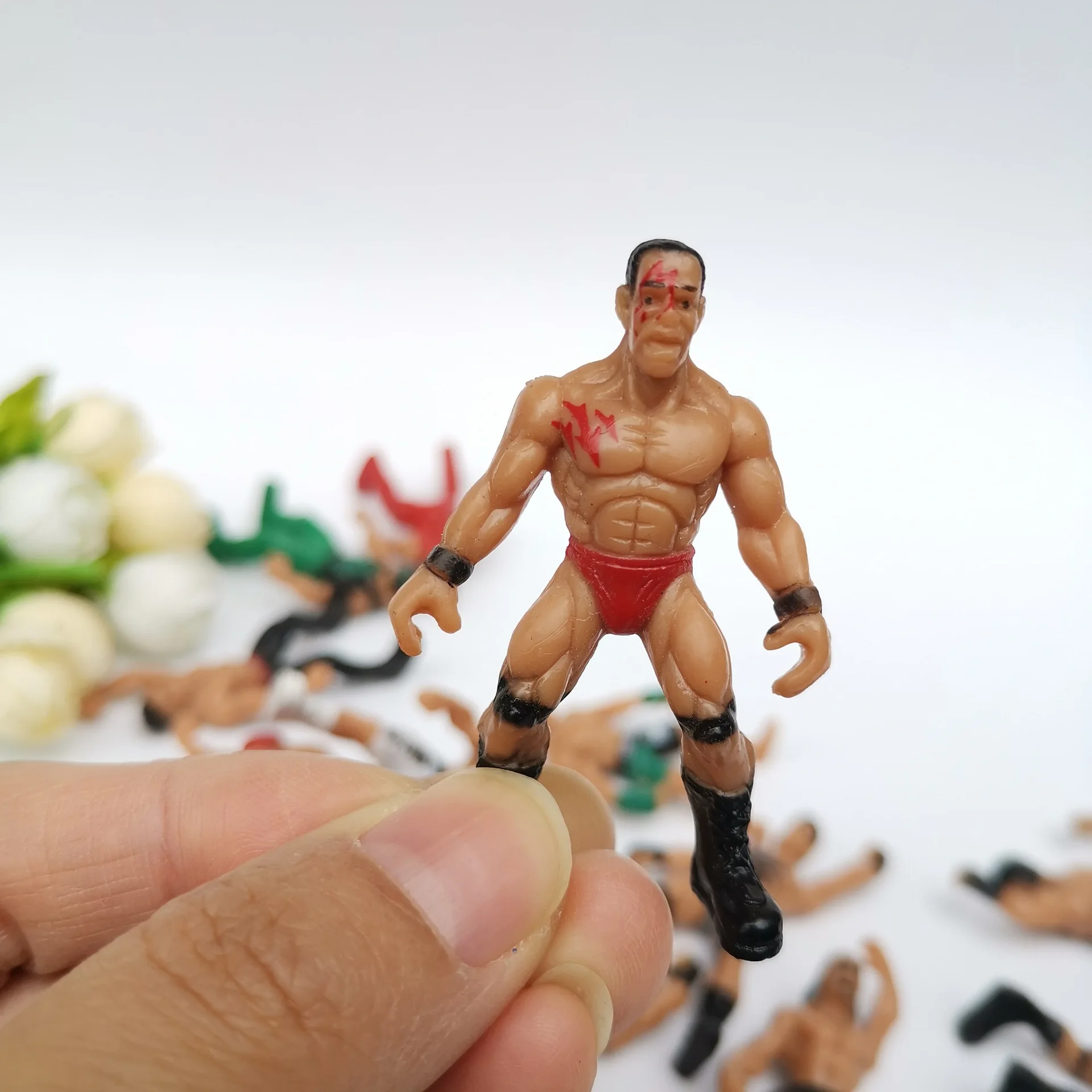 6cm Cup Edge Hanging Dolls Mini Figures Toys Environmentally Friendly Man Wrestler warrior boxing Hero Doll Model Collections