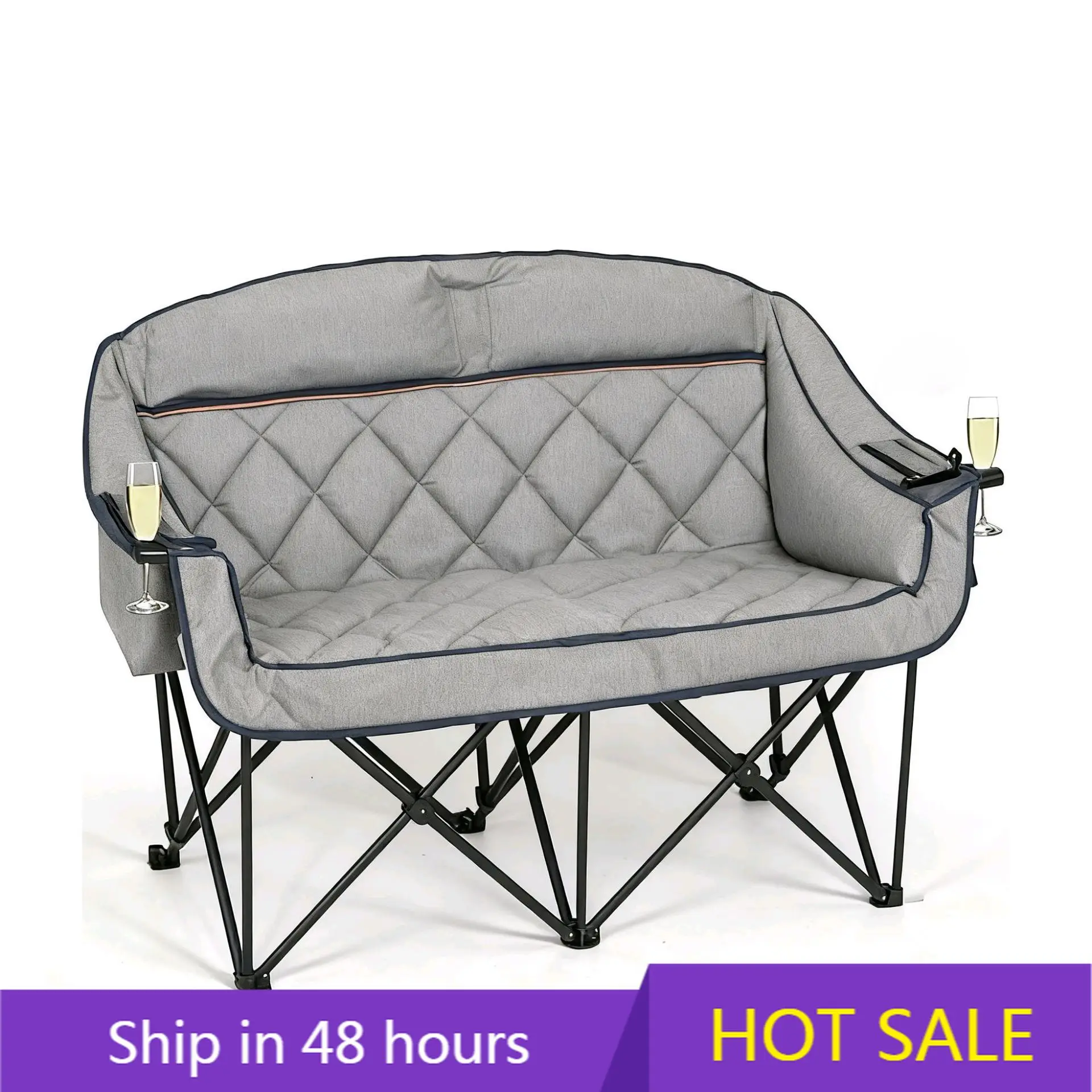 

YTYIN Manufacturer Wholesale Outdoor Camping Double Folding Chair Aluminum Frame Oxford Cloth Portable Chair