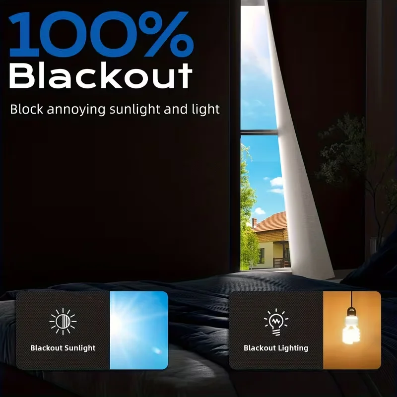 Blackout Blinds Stick On Temporary 1/1.5/2/3/4M No Drilling Black Out Blinds for Windows Portable Blackout Curtains for Bedroom