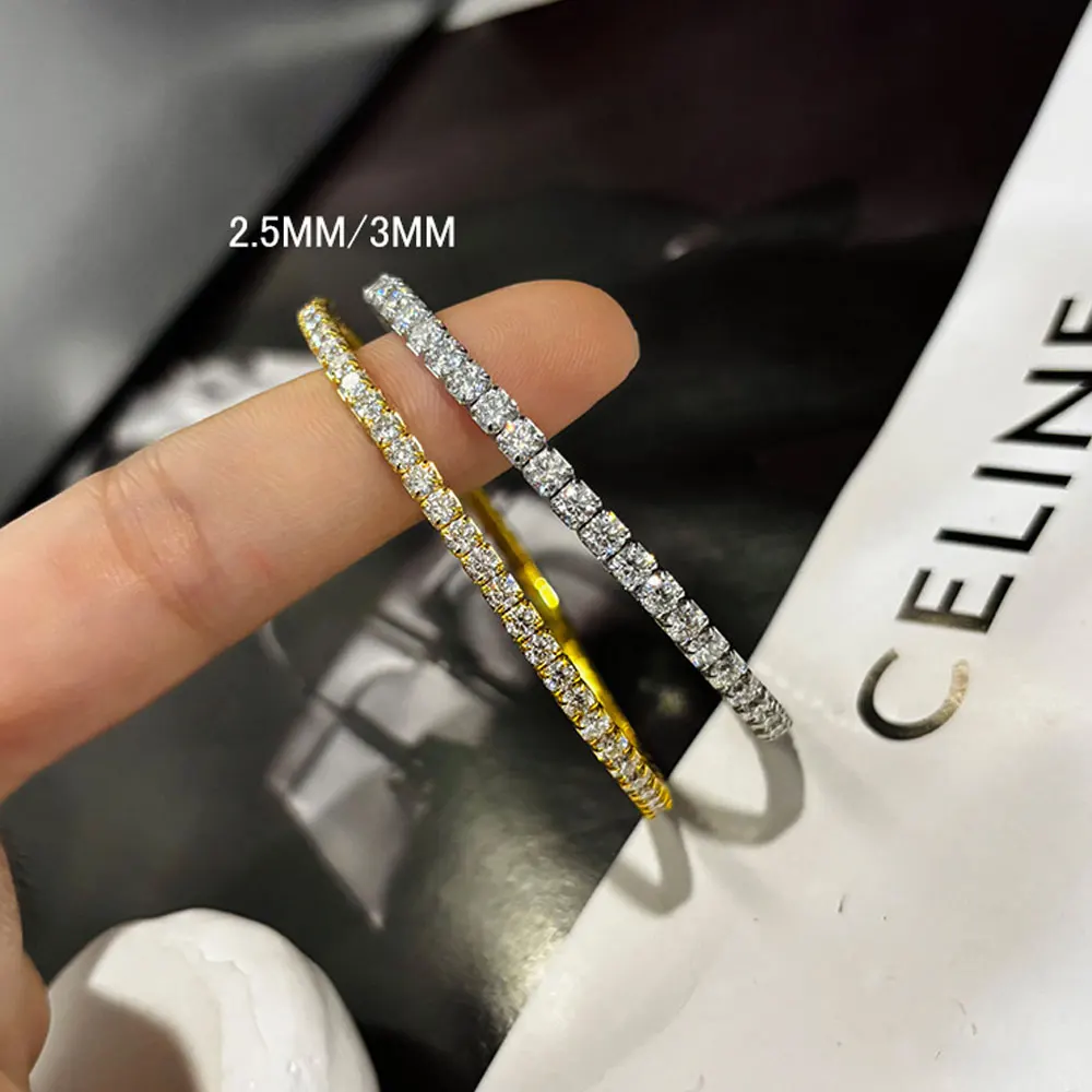FCGJHW 3.84-6.4ct Moissanite Tennis Bracelet 2.5mm/3mm s925 Sterling Silver Elastic Tennis Bracelets for Women Men 2026