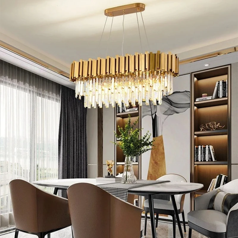 

Modern Luxury LED Crystal Chandelier Gold for Restaurant Living Room Bedroom Pendant Lamp Interior Lighting Hanging Luminaires