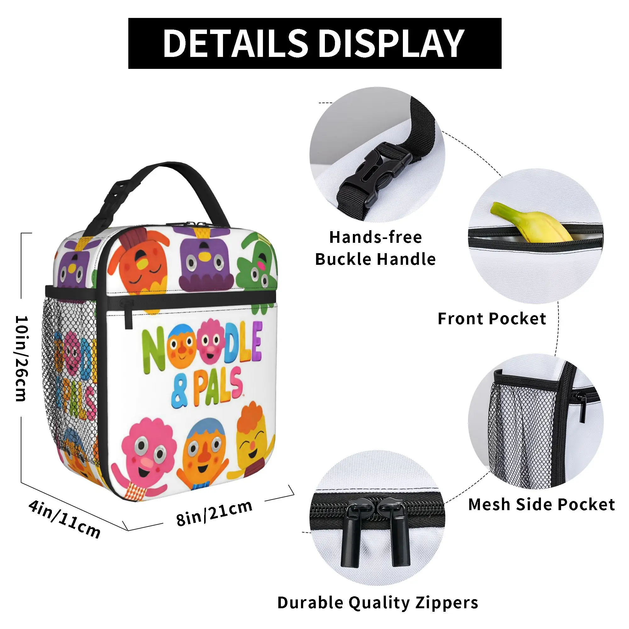 Ich! Noodle & Pals Zubehör Isolierte Lunchtasche für die Aufbewahrung von Lebensmittelboxen im Büro, tragbare Kühlboxen, Thermo-Lunchboxen – Detail 6