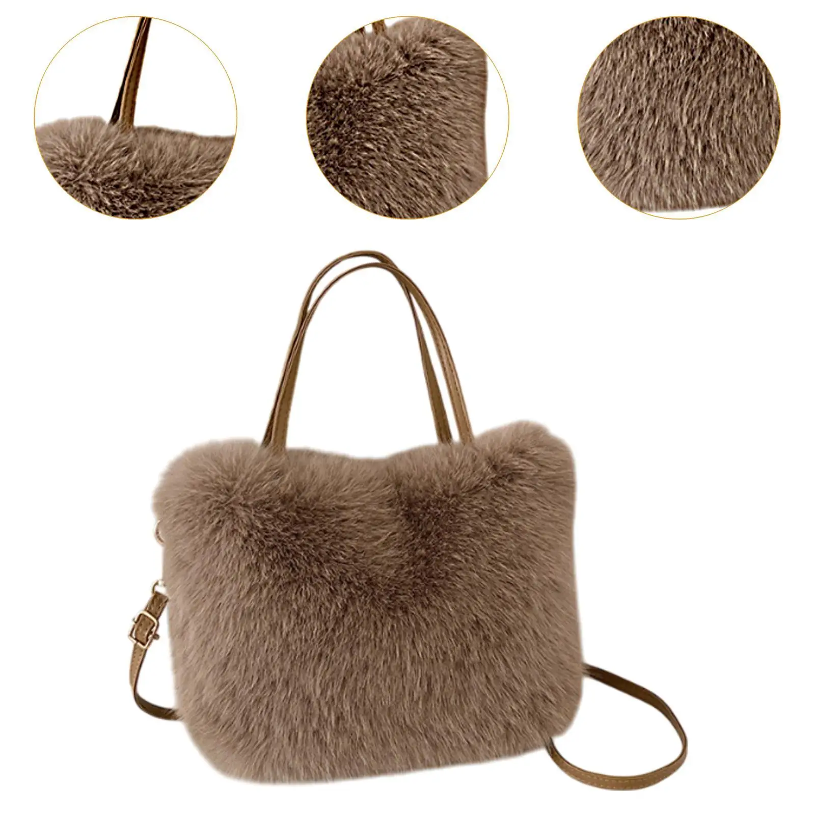 Sac fourre-tout en fourrure moelleux, pochette souple, sac à bandoulière, initié à la mode, hiver