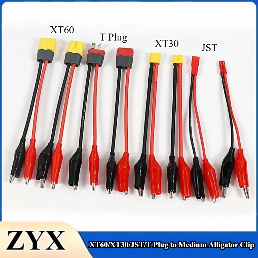 XT60/XT30/JST/T Plug Male/Female To Medium Alligator Clips Silicone Cable For Measure Tool SKYRC NC2500 Pro Motor Run-In Line
