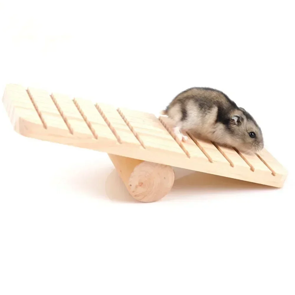 Hamster Roller Toys Natural Wooden Pine Dumbells Unicycle Bell Chew Toys for Guinea Pigs Rat Small Pet Molars Supplies