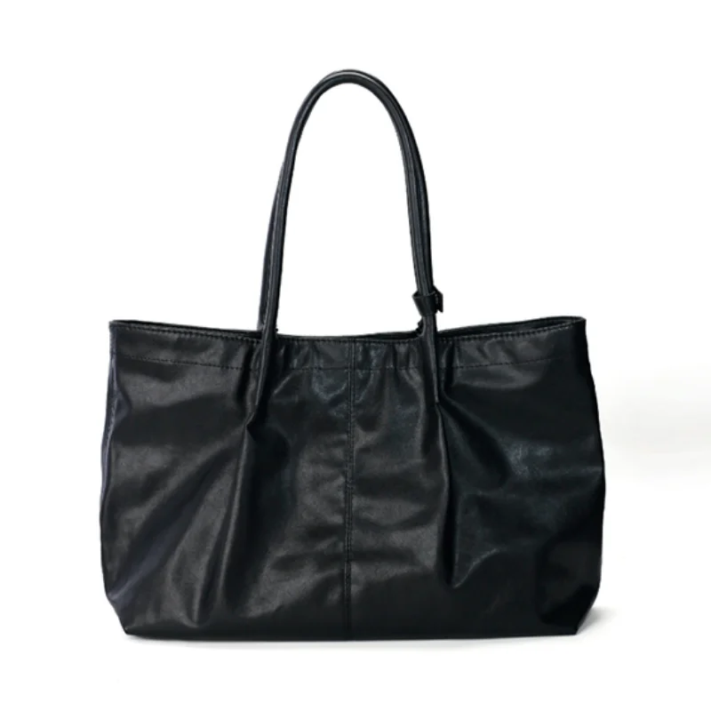 Weiche Tragetasche, Damen-Schultertasche aus Kunstleder mit großer Kapazität, einfarbig, mit Magnetverschluss, vielseitige Freizeit- und Pendler-Handtasche – Detail 4