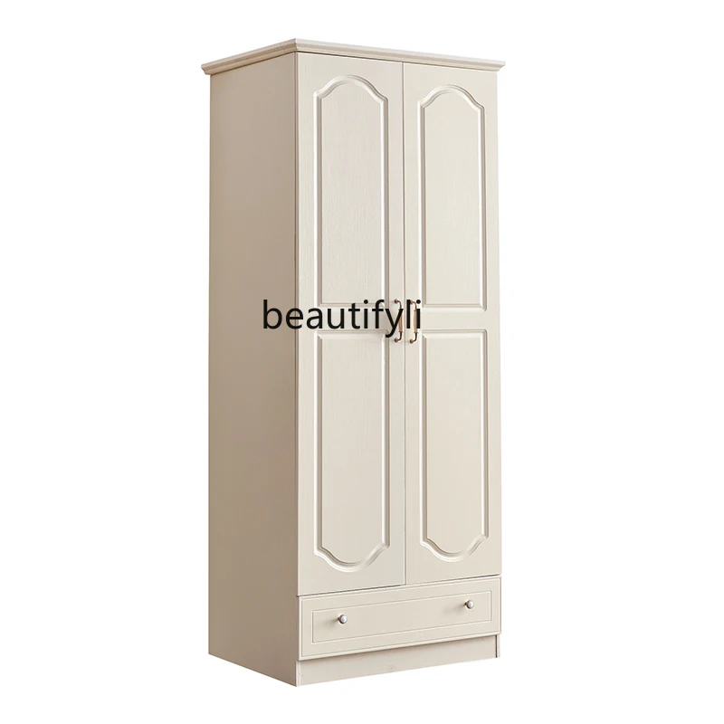 

All Solid Wood Wardrobe Pastoral Wardrobe European Style Hanging Wardrobe Light Luxury Two-Door Cabinet Three-Door Combination