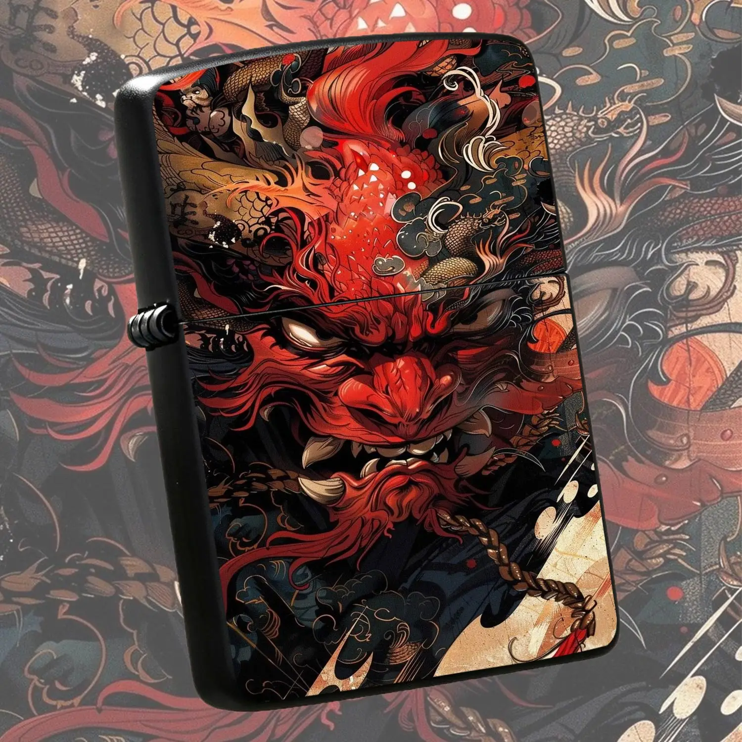 Eastern Style Red Auspicious Qilin Lighter, Exquisite Traditional Mythical Pattern Decor, Stylish All-Scenario Usable Accessory, Ideal Personalized Present For Festivals Daily Use, Unique Aesthetic Display Ornament For Gifting A Humorous An