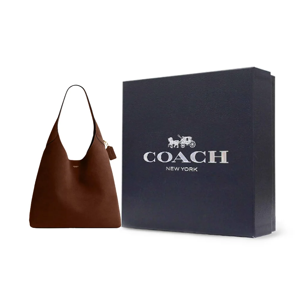 COACH Brooklyn Suede Crescent Bag, Handbag, Shoulder Bag Large Women's Warm Brown CW636-B4WBR