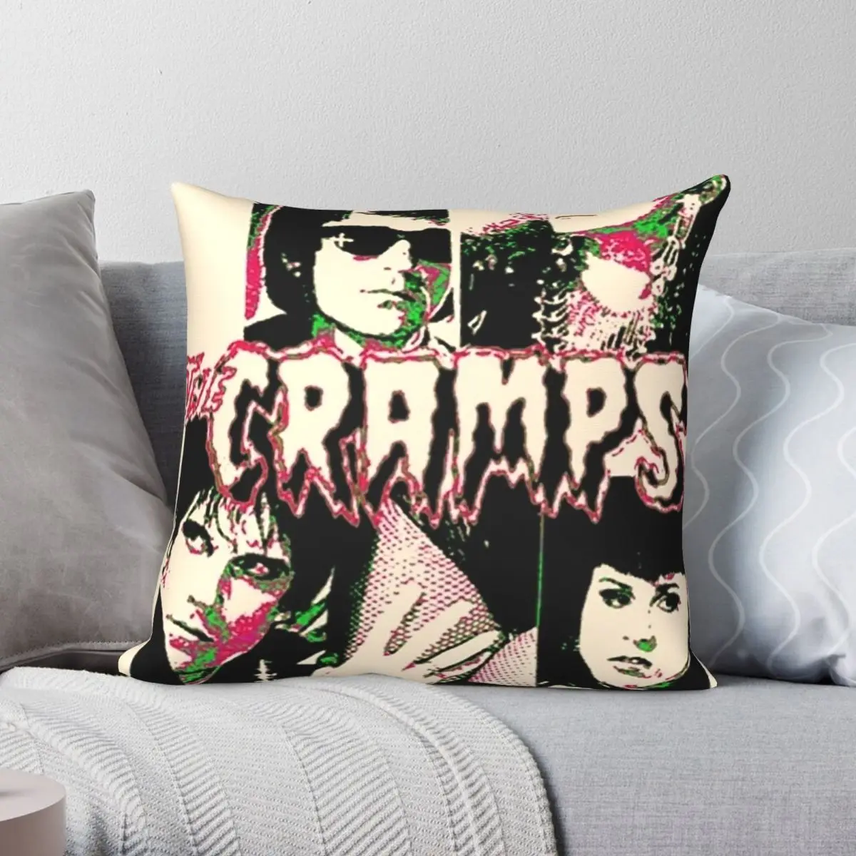 The Cramps Square Pillowcase Polyester Linen Velvet Pattern Zip Decor Pillow Case Sofa Cushion Cover