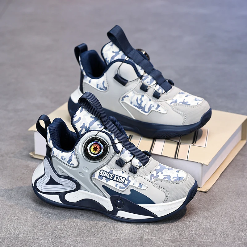 

НОВЫЕ детские баскетбольные кроссовки с поворотной кнопкой, модные кроссовки для мальчиков, школьная спортивная обувь для девочек, детские повседневные кроссовки, уличная обувь