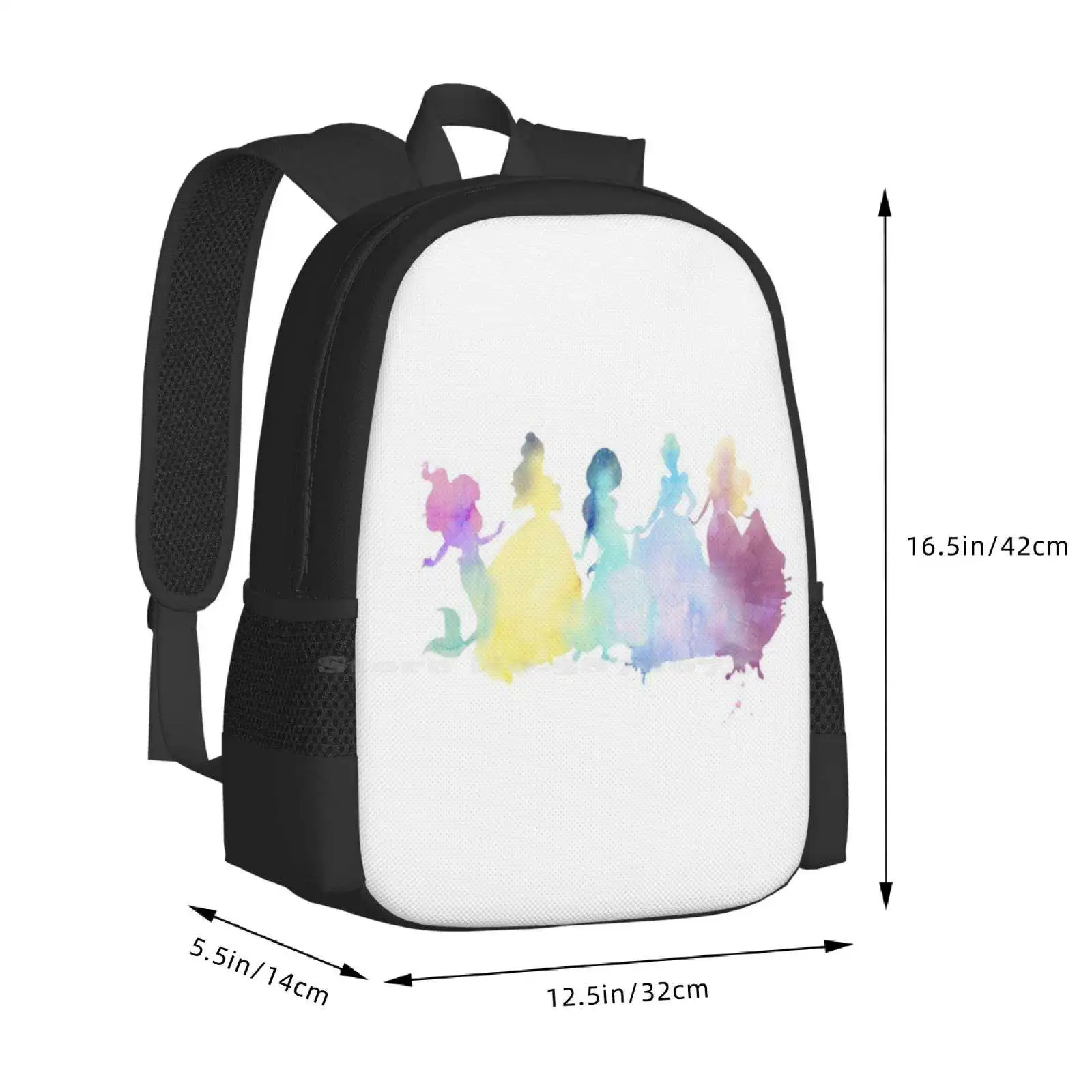 Los colores de las princesas mochilas escolares para niñas adolescentes, bolsas de viaje para portátiles, Belle Arial, Aurora, Jasmine, princesas